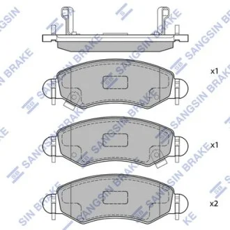 Колодки тормозные передние Opel Agila (A) (-07), Subaru Justy III (G3X) (-07), S Hi-Q (SANGSIN) SP1601