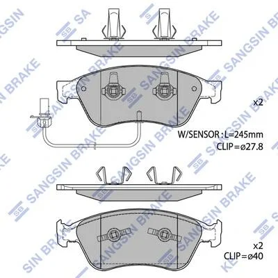Колодки тормозные передние Audi A6 (06-), A8 (03-), VW Phaeton (3D) (02-) Hi-Q (SANGSIN) SP1693 (фото 1)