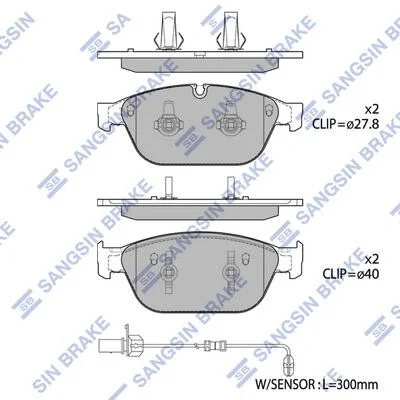 Колодки тормозные передние Audi A6 (11-), A7 (11-), Q5 (8R) (13-) Hi-Q (SANGSIN) SP1694 (фото 1)