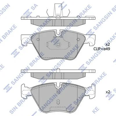 Колодки тормозные передние BMW 5 (F10,F18) (10-) Hi-Q (SANGSIN) SP1699 (фото 1)