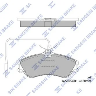Колодки гальмівні передні Citroen Xsara, Picasso (99-), Peugeot 206 (00-) HI-Q Hi-Q (SANGSIN) SP1743A