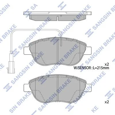 Колодки гальмівні передні Fiat Liana (07-), Punto (05-), Fiat 500 (08-) HI-Q Hi-Q (SANGSIN) SP1746 (фото 1)