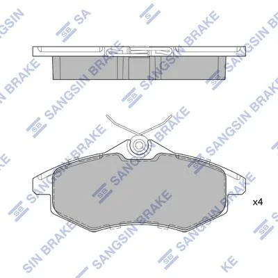 Колодки тормозные передние (p/spring 4шт) Citroen C2 (JM) (03-), C3 I (FC) (02-) Hi-Q (SANGSIN) SP1747 (фото 1)