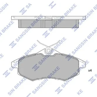Колодки гальмівні передні (p/spring 4шт) Citroen C2 (JM) (03-), C3 I (FC) (02-) HI-Q Hi-Q (SANGSIN) SP1747