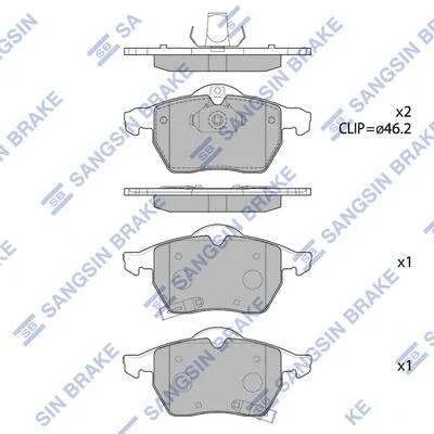 Колодки тормозные передние Opel Astra G (-05), Zafira (02-), SAAB 9-3 (YS3E) (97 Hi-Q (SANGSIN) SP1757 (фото 1)