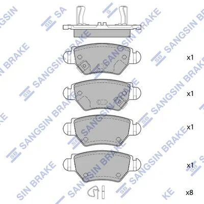Колодки тормозные задние (дисковые) Opel Zafira (-05), Astra G (-05) Hi-Q (SANGSIN) SP1759 (фото 1)