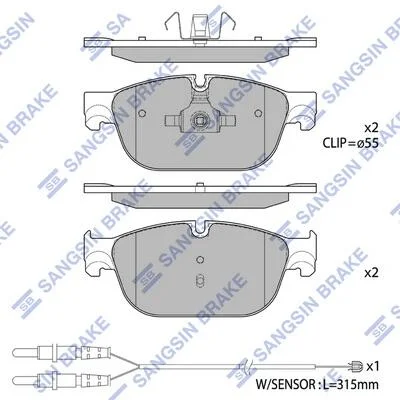Колодки тормозные передние Citroen C4 II (B7), C5 III (RD), C6 (TD), DS4, DS5, P Hi-Q (SANGSIN) SP1828 (фото 1)