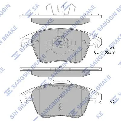 Колодки тормозные передние Citroen C4 II (B7) (09-), DS4 (11-), Peugeot 208, 307 Hi-Q (SANGSIN) SP1830A (фото 1)