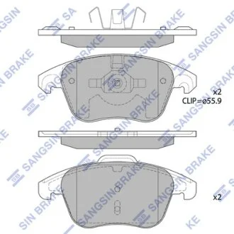 Колодки гальмівні передні Citroen C4 II (B7) (09-), DS4 (11-), Peugeot 208, 307, 308, 3008 HI-Q Hi-Q (SANGSIN) SP1830A