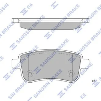 Колодки тормозные задние (дисковые) Renault Fluence (10-), Megane III (09-), Sce Hi-Q (SANGSIN) SP1839