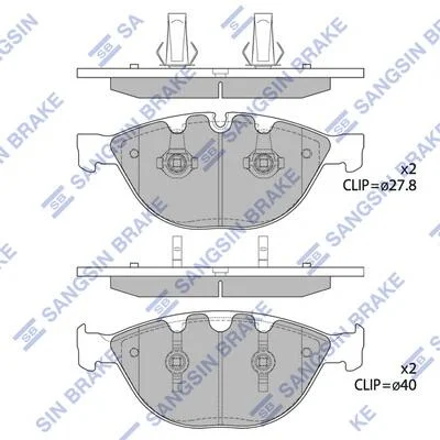 Колодки тормозные передние BMW 5 (E60, E61) (05-), 6 (E63) (06-), 7 (E65, E66, E Hi-Q (SANGSIN) SP1869 (фото 1)