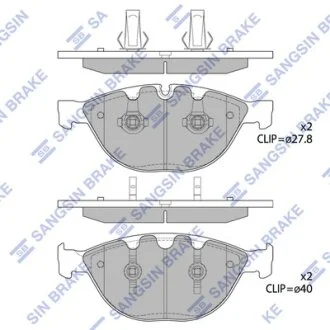 Колодки тормозные передние BMW 5 (E60, E61) (05-), 6 (E63) (06-), 7 (E65, E66, E Hi-Q (SANGSIN) SP1869