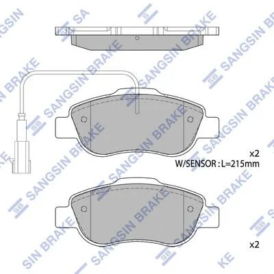Колодки гальмівні передні Fiat 500 (312) (07-), Ford KA (08-) HI-Q Hi-Q (SANGSIN) SP1873 (фото 1)