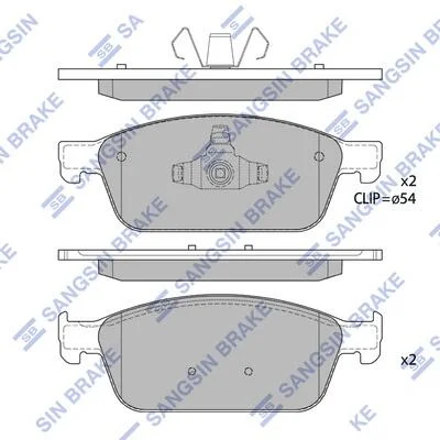 Колодки гальмівні передні Ford Focus III (14-), Kuga II (DM2) (13-), Transit Connect (13-) HI-Q Hi-Q (SANGSIN) SP1886 (фото 1)