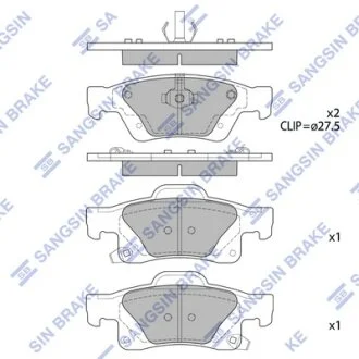 Колодки гальмівні задні Dodge Durango (-20), Jeep Grand Cherokee IV (WK,WK2) (11-) HI-Q Hi-Q (SANGSIN) SP1946