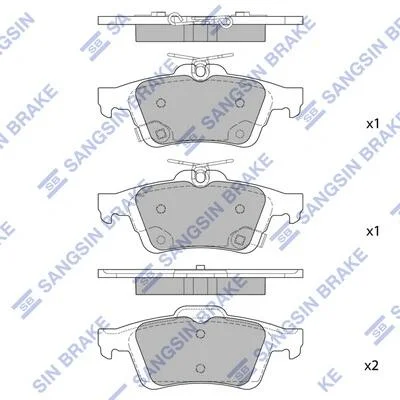 Колодки гальмівні задні (дискові) Ford C-MAX II EcoBoost (12-), Ford Focus III (12-), Volvo C30 (06-) HI-Q Hi-Q (SANGSIN) SP1947 (фото 1)