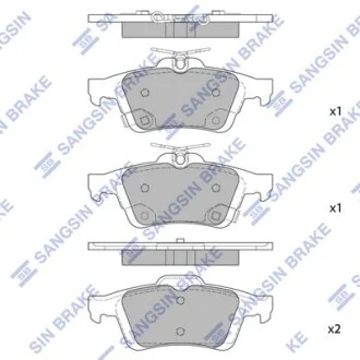 Колодки гальмівні задні (дискові) Ford C-MAX II EcoBoost (12-), Ford Focus III (12-), Volvo C30 (06-) HI-Q Hi-Q (SANGSIN) SP1947