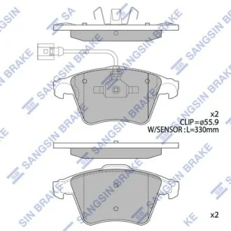 Колодки гальмівні передні VW Touareg (7LA,7L6,7L7) (-10) (Disc Size:308mm) HI-Q Hi-Q (SANGSIN) SP1977