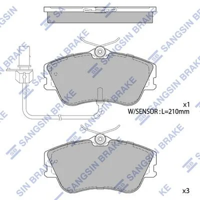 Колодки тормозные передние VW Transporter IV (70XB,70XC,7DB,7DW) (-03) Hi-Q (SANGSIN) SP1985 (фото 1)