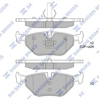 Колодки гальмівні задні (дискові) BMW 3 (-05), 5 (01-), SAAB 9-5 (YS3E) (-09) HI-Q Hi-Q (SANGSIN) SP2162