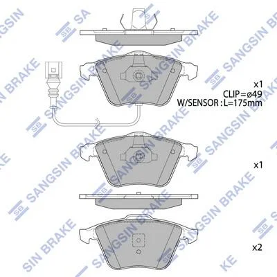 Колодки тормозные передние Audi A3 (P81) (07-), Audi TT (8J3) (08-) Hi-Q (SANGSIN) SP2446 (фото 1)