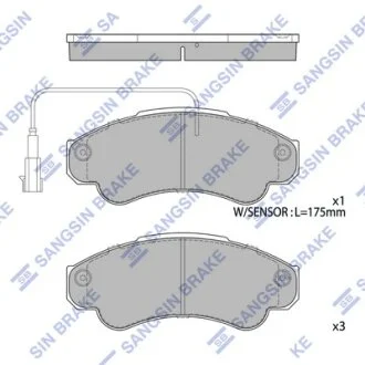 Колодки гальмівні передні Citroen Jumper (02-), Fiat Ducato (02-), Peugeot Boxer (02-) HI-Q Hi-Q (SANGSIN) SP4033