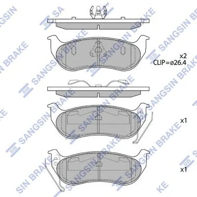 Колодки гальмівні задні Jeep Wrangler (05-), Cherokee (-08), Rubicon (TJ) (-07) HI-Q Hi-Q (SANGSIN) SP4167 (фото 1)
