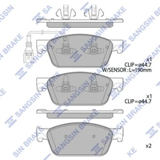Колодки тормозные передние VW Multivan V (12-) Hi-Q (SANGSIN) SP4203