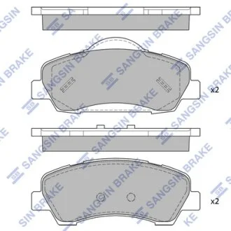 Колодки гальмівні передні Citroen C4 Cactus (14-), C-Elysee (12-) HI-Q Hi-Q (SANGSIN) SP4208
