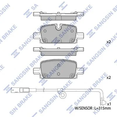 Колодки тормозные задние Chevrolet Tahoe (22-), GMC Yukon (22-), Cadillac Escala Hi-Q (SANGSIN) SP4395 (фото 1)
