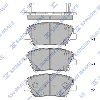 Колодки тормозные передние Hyundai Nexo (19-) Hi-Q (SANGSIN) SP4488