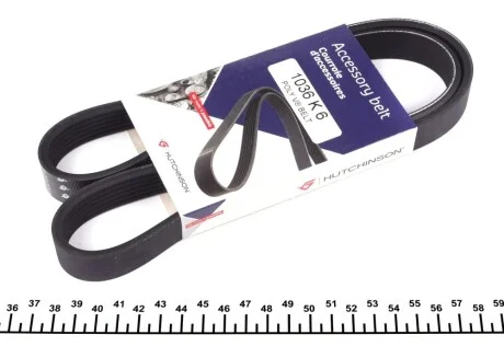 Ремінь генератора Fiat Bravo 1.9TD/JTD 96-01/1.6 D Multijet 07- (6PK1036) HUTCHINSON 1036 K 6