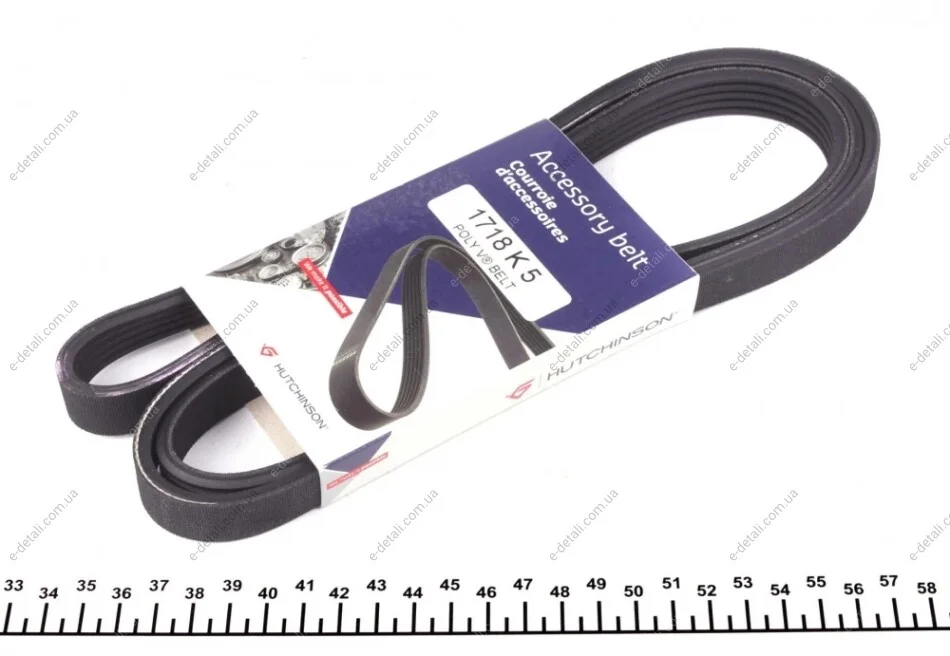 Ремень генератора MB A-class (W168) 01-04/Vaneo 1.7CDI 02-05 (5PK1718) HUTCHINSON 1718 K 5 (фото 1)