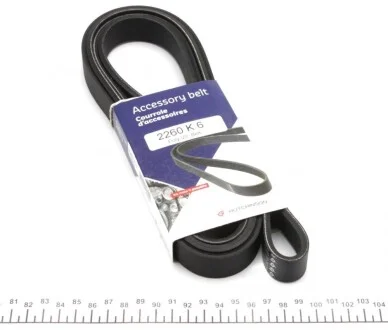 Ремінь генератора MB Sprinter CDI (-AC) (з обводним роликом) HUTCHINSON 2260 K 6
