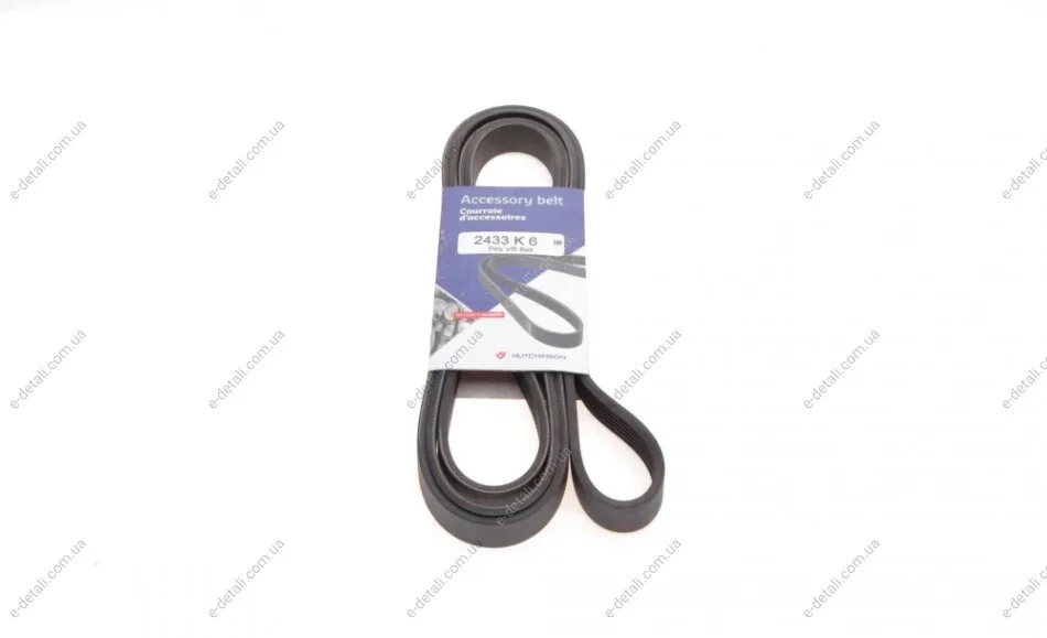 Ремінь генератора Jeep Cherokee 2.8 CRD 08- (6PK2433) HUTCHINSON 2433 K 6 (фото 1)