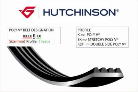 Ремень генератора (поликлиновый) HUTCHINSON 2510 K 8