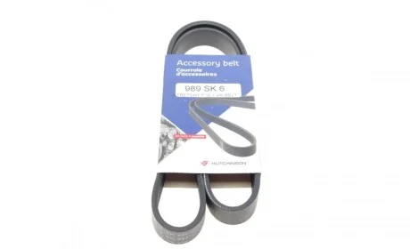 Ремінь генератора VW Polo/Up 11-/Skoda Fabia 14-/Seat Ibiza 1.0/1.6 15- (6PK989) HUTCHINSON 989 SK 6