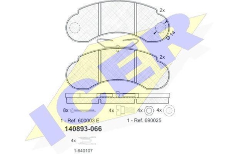 Комплект тормозных колодок (дисковых).) ICER 140893