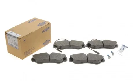 Колодки гальмівні (передні) Citroen Jumper 94-/Fiat Ducato/Peugeot Boxer 94-02 R16 (+датчики) ICER 141054-700