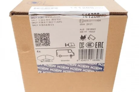 Колодки гальмівні (передні) Iveco Daily II/III 99-07 (+датчики L=295mm) ICER 141208-200