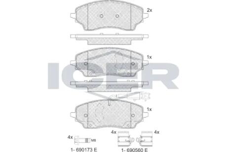 Комплект гальмівних колодок (дискових) ICER 142482