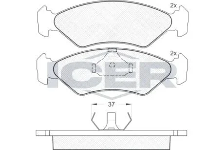 Колодки гальмівні дискові передні FORD Fiesta 96-01, Ka 96-08 ICER 180776