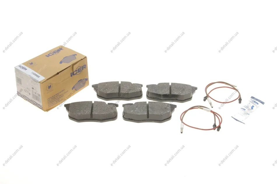 Колодки гальмівні (передні) Peugeot 106/306 91-04 (+датчики L=180mm/305mm) ICER 180866 (фото 1)
