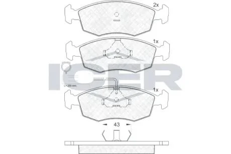 Колодки гальмівні дискові передні FIAT Palio 96-20 ICER 181227