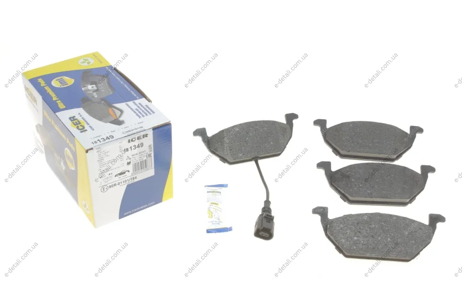 Колодки тормозные (передние) Audi A3/Skoda Fabia/Octavia 96-13/VW Caddy 04-15/Golf 97- (+датчик) ICER 181349 (фото 1)