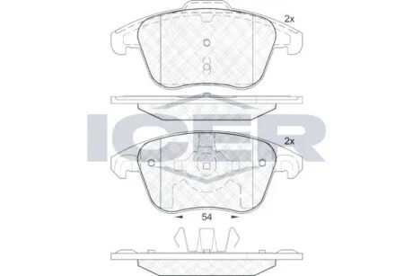 Колодки гальмівні (передні) Citroen C4 04-/Peugeot 207/307/308/3008 02- ICER 181866-200