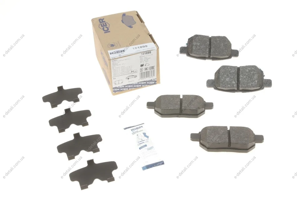 Колодки гальмівні (задні) Toyota Corolla/Auris 06-14/IQ/Urban Cruiser 09-15/Prius 12-/Yaris 05- ICER 181899 (фото 1)
