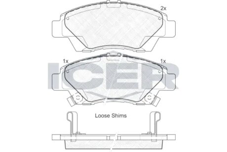 Комплект гальмівних колодок (дискових) ICER 181906