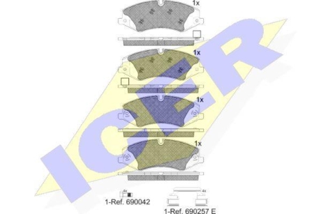 Комплект тормозных колодок (дисковых).) ICER 181957-203 (фото 1)