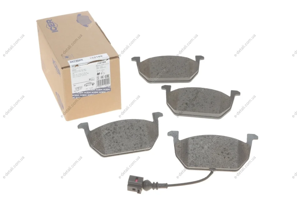 Колодки тормозные (передние) Audi A3/Seat Leon/Skoda Octavia IV/V/VW Golf VII 12- (+датчик) ICER 182189 (фото 1)